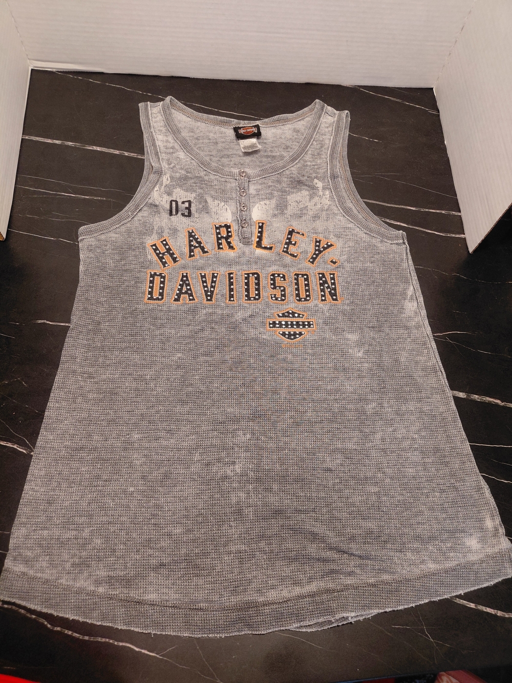 Harley-Davidson Girls' Gray Tank Top - Studded Logo